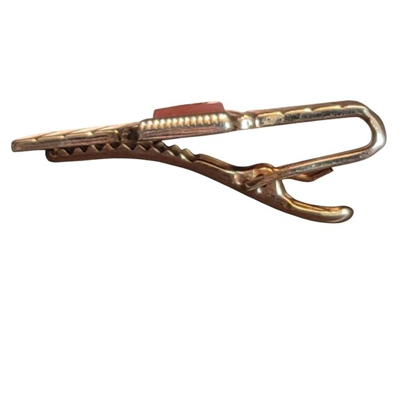 Vintage Speidel Gold Tone Tie Clip Carnelian Stone Intaglio Design Roman Warrior - Picture 6 of 8